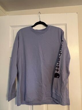 Carhartt Long-Sleeve Crew Tee - Light Lavender with  Sleeve Logo